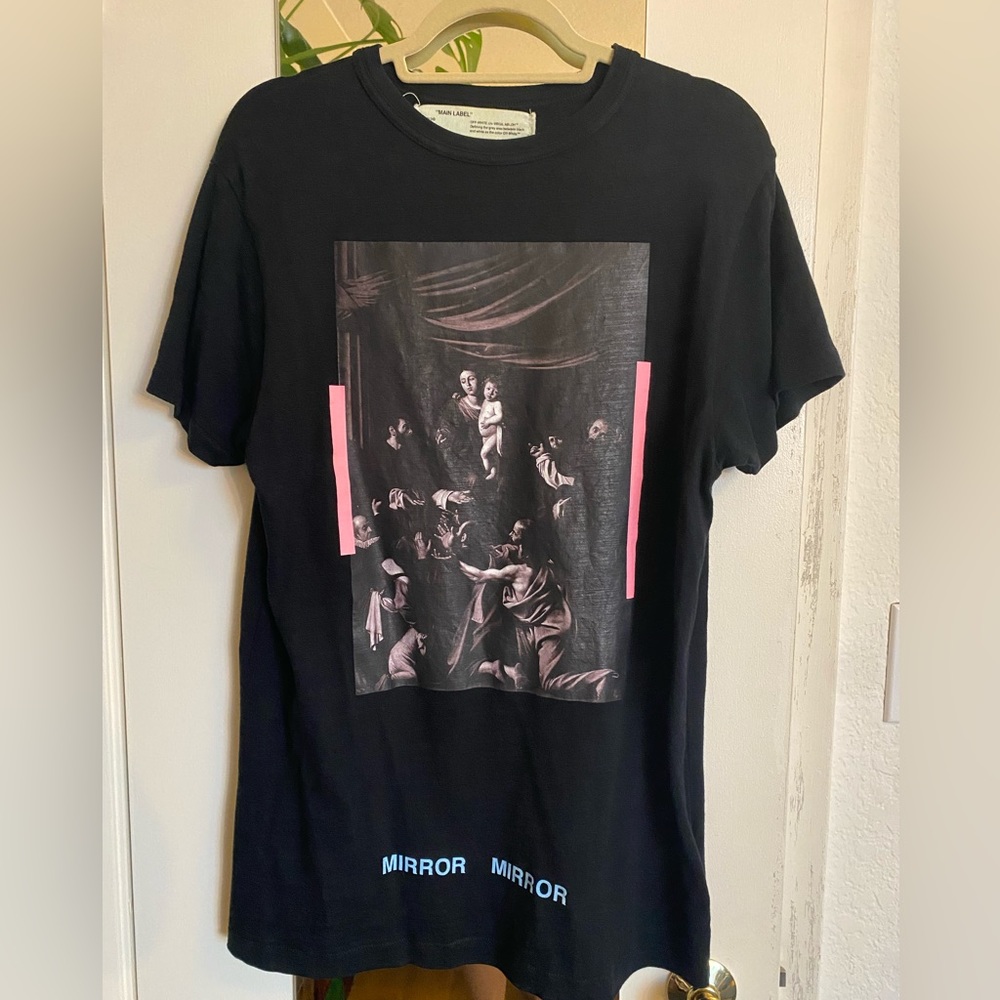 Off White Mirror Mirror Ss17 Caravaggio Black T Shirt